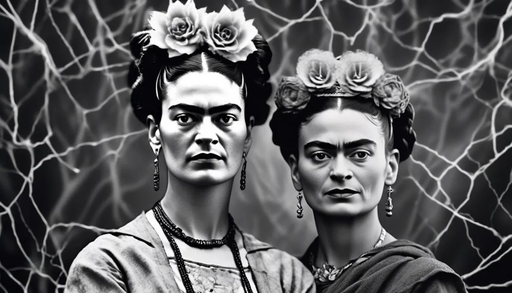 dual self portraits depicting frida kahlo