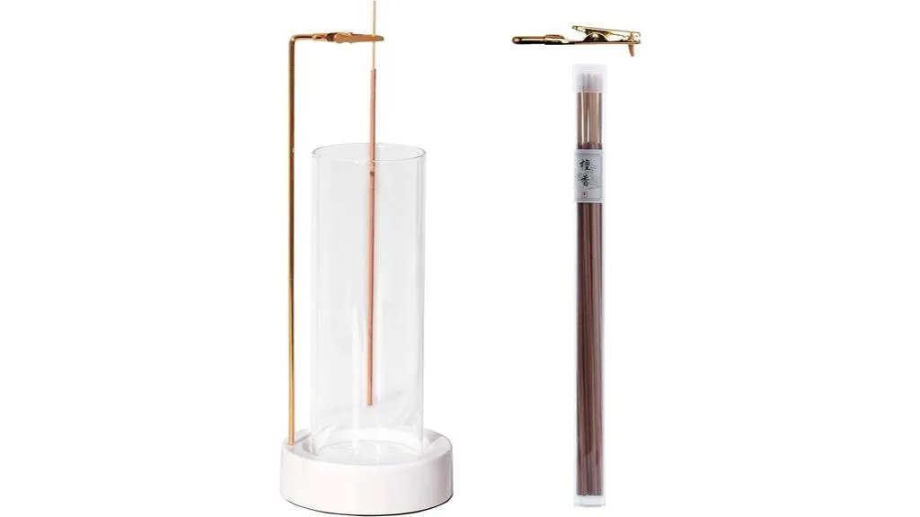 elegant incense holder with glass ash catcher