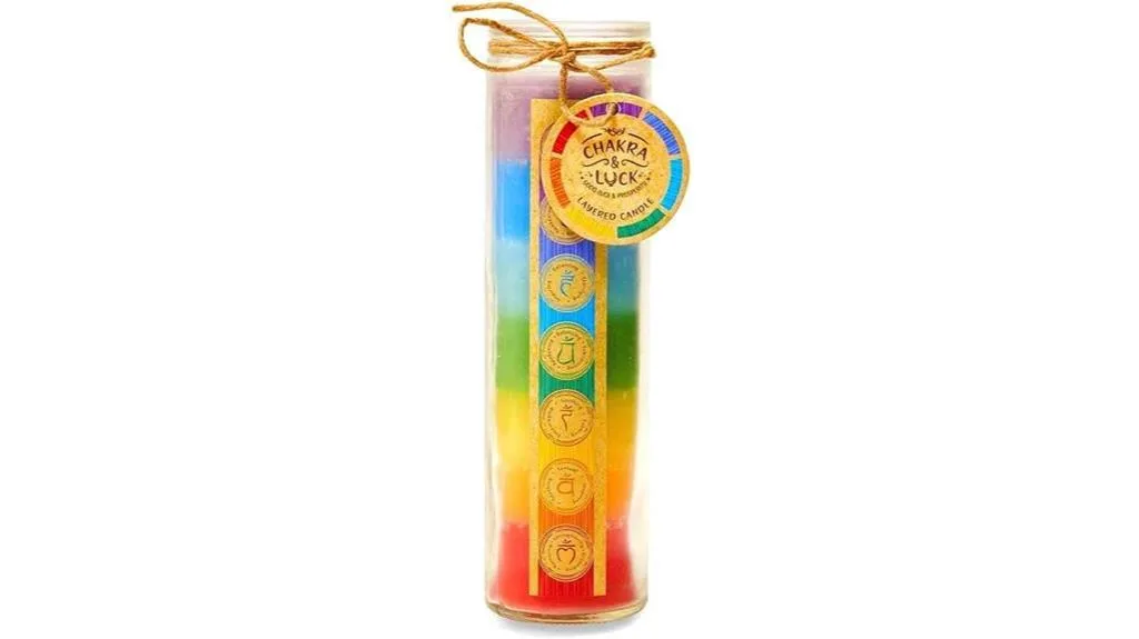 energy balancing candle with chakra themed layers