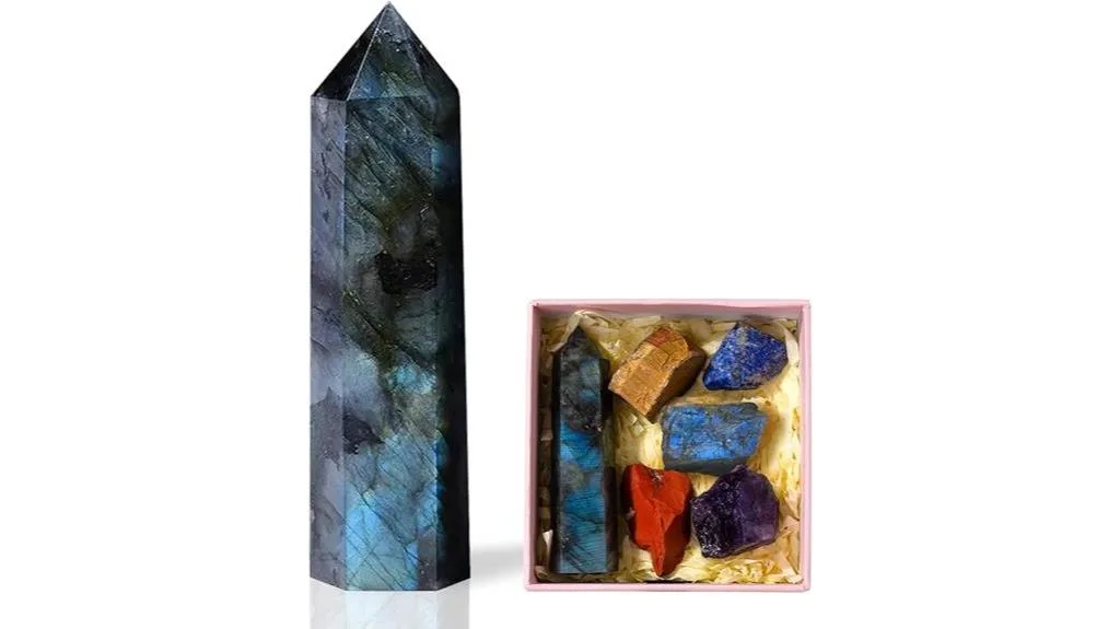labradorite crystal tower set